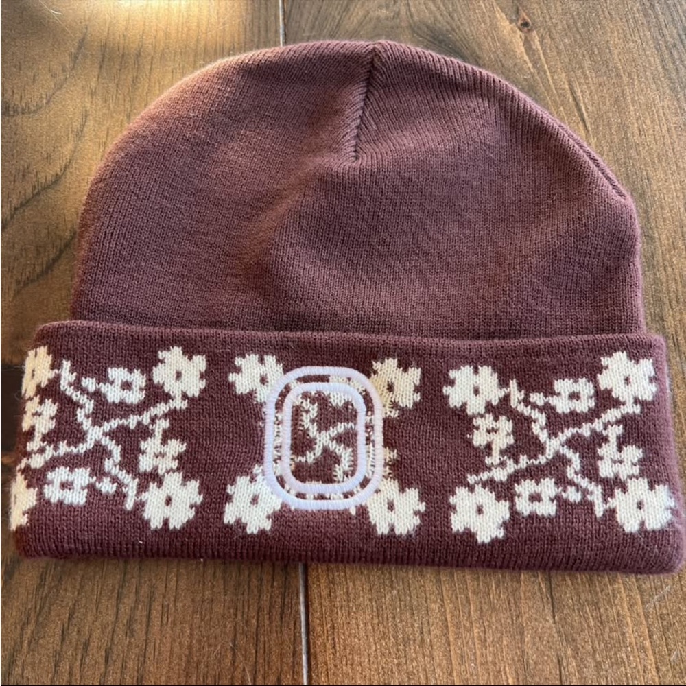 Overtime Brown Beanie with White Pattern